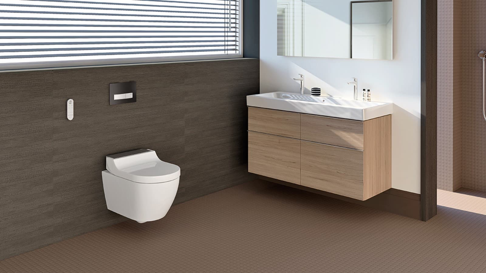 Kupaonica s Geberit AquaClean Tuma tuš WC uređajem Kupaonica s Geberit AquaClean Tuma tuš WC uređajem