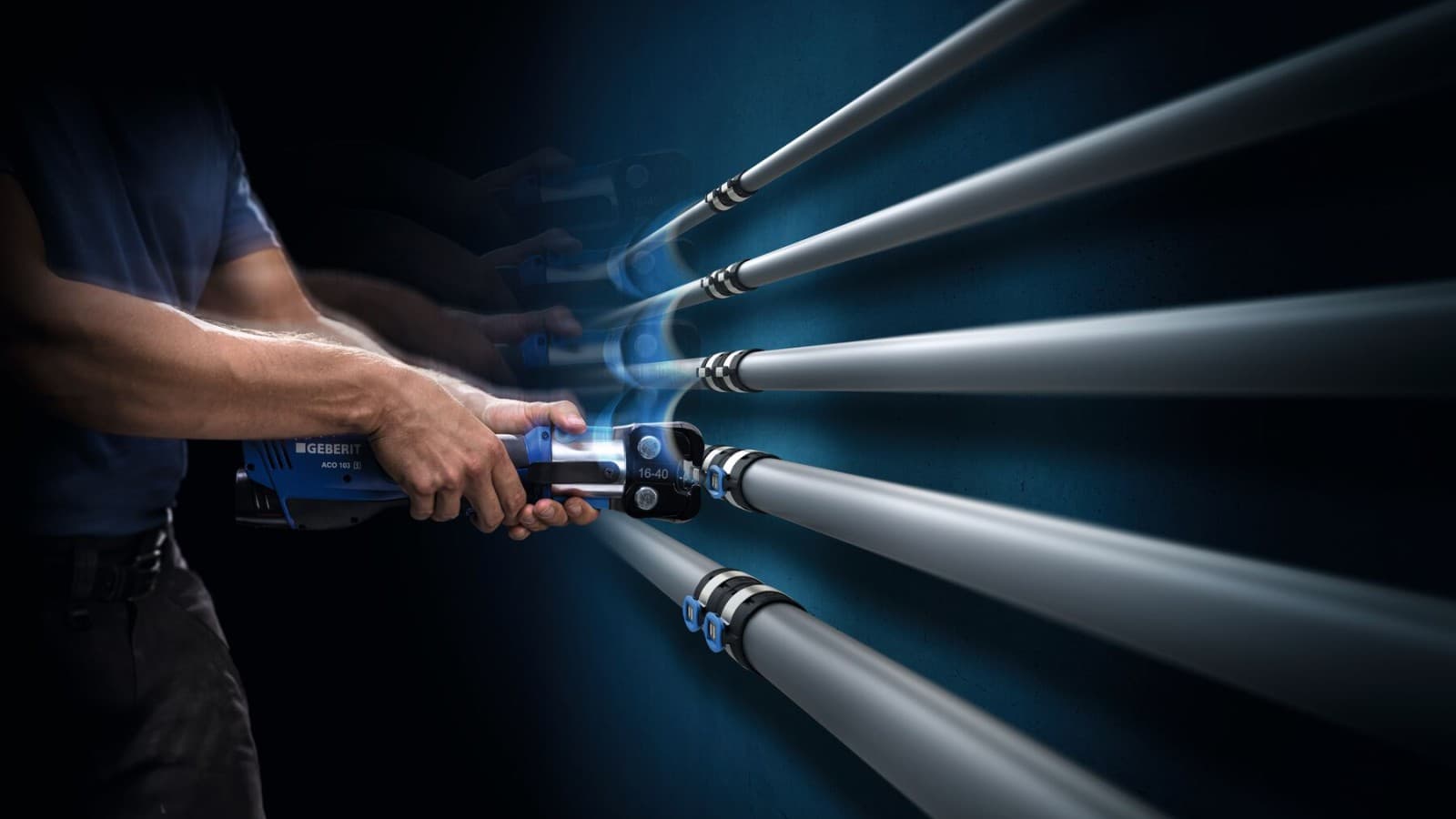 Ručna kliješta za stiskanje za Geberit FlowFit za dimenzije od d16 do d40 Ručna kliješta za stiskanje za Geberit FlowFit za dimenzije od d16 do d40